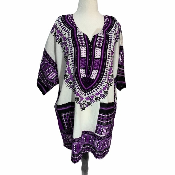 COTTON💜ETHNIC Tunic Women's Boho Swimsuit Coverup Size O/S - Picture 2 of 8